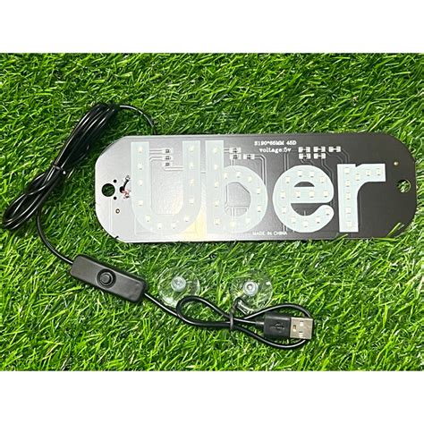 Placa Painel Luminoso Uber V Led Ventosas Cabo Entrada Usb