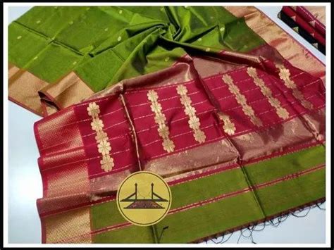 6 3 M With Blouse Piece Wedding Maheshwari Green Buta Pallu Saree At