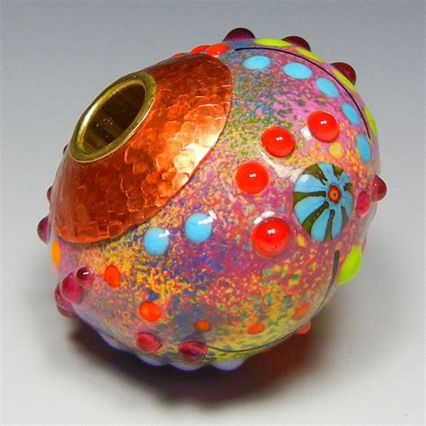 Large Hollow Capped And Cored Lampwork Glass Bead Handmade Lampwork Bead Lampwork Beads