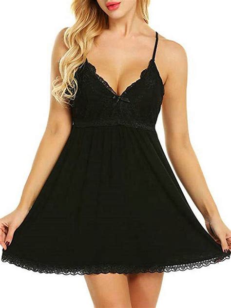 GORHGORH Sleepwear Slip Nightdress Nightgown Lace Womens Lingerie With Thong Plus Size Walmart