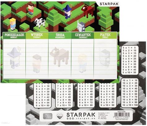 Starpak Plan Lekcji Z Tabliczką Mnożenia A5 Pixel Game 472980 Ceny i