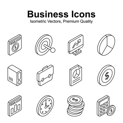 Grab This Carefully Crafted Business Isometric Icons Set In Trendy