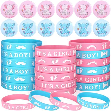 Buy Pieces Gender Reveal Elephant Theme Rubber Bracelets And