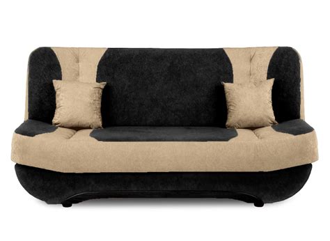 Canap Clic Clac En Tissu Bicolore Beige Et Noir Convertible Elona