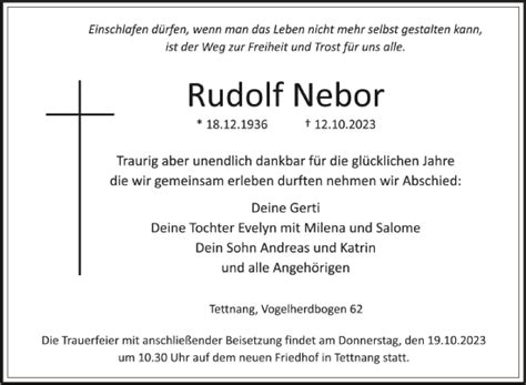 Traueranzeigen Von Rudolf Nebor Schwaebische De Trauerportal