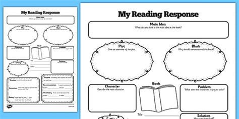 Reading Response Graphic Organiser Worksheet Teacher Made