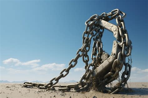 Escultura De Cadenas Rotas Que Simbolizan La Libertad Y El Foto Premium