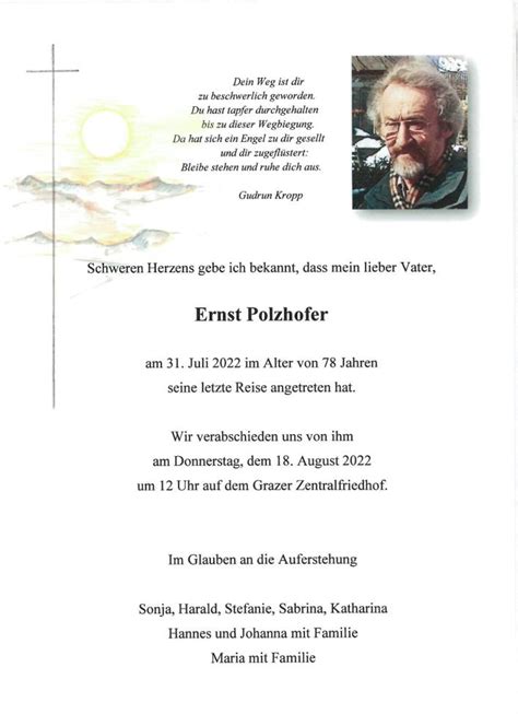 Ernst Polzhofer Bestattung Graz