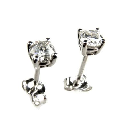 Baby Diamond Stud Earrings White Gold 14K Earrings by Brilliantee