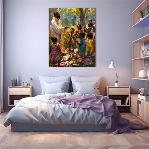 Black Jesus Teaching The Children Poster Black Jesus Christ Wall Art