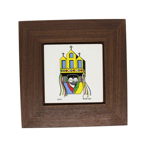 Quadro em madeira aplicação de cerâmica estampada em serigrafia