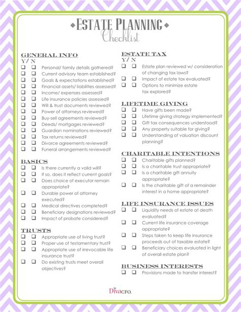 Printable Estate Planning Checklist Martahatlevoll