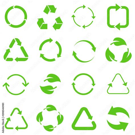 Biodegradable Compostable Recyclable Icon Set Set Of Green Arrow