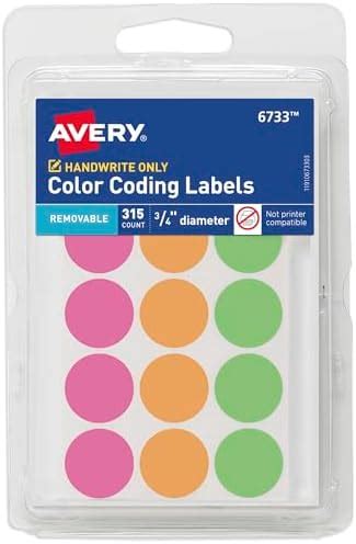 Avery Color Coding Removable Labels 3 4 Inch Round Stickers Assorted