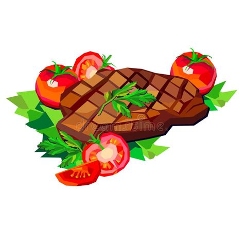 Steak Beef Vector Meat Food Meal Dinner Grill Roast Stock Vector