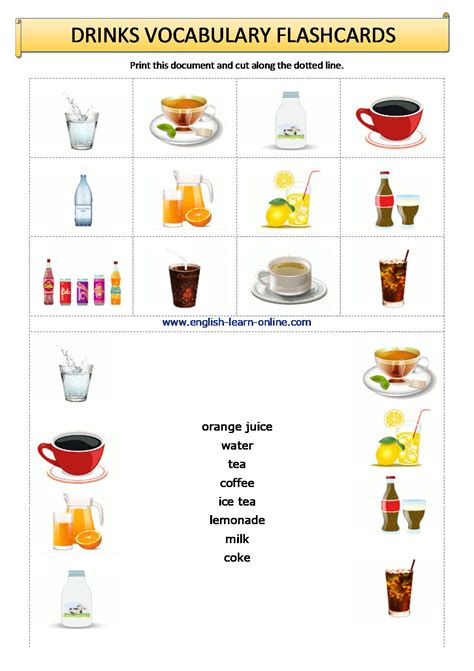 Names Of Drinks In English With Games And Flashcards Learn English