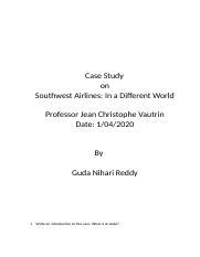 Southwest Airlines Docx Case Study On Southwest Airlines In A