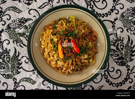 Mie Goreng Jawa Or Bakmi Jawa Or Java Noodle With Spoon And Fork