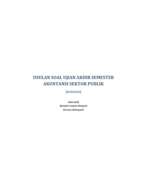 Pdf Soal Usulan Uas Akuntansi Sektor Publik Dokumen Tips