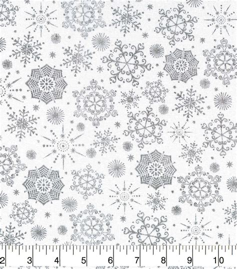 Christmas Cotton Fabric Snowflakes On White Joann