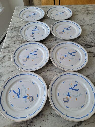 Newcor Stoneware Countryside Geese Chop Plates Vintage Blue