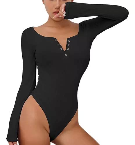 Body Mujer Sexy Ajustado Panti Blusa Manga Larga Elegante Meses Sin