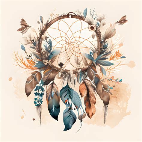 Boho Watercolor Dreamcatchers Clipart Tribal Feathers Boho Etsy