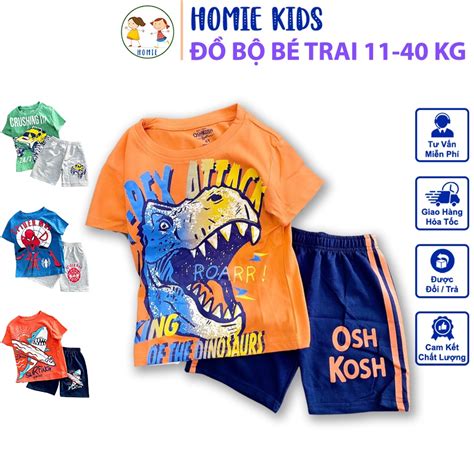 Bộ Đồ Bé Trai Kg Set Quần Áo Tay Ngắn Trẻ Em Vải Cotton Chính Phẩm In Hoạt Hình Hot Trend