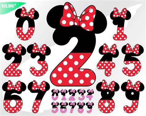 Birthday Numbers Svg Minnie Mouse Svg Numbers Clipart Etsy