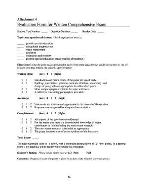 Fillable Online Evaluation Form For Written Comprehensive Exam Fax