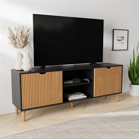 Contemporary Fluted Tv Stand Media Console 70” Entertainment Center