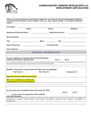 Fillable Online Cts Application For Employment Doc Fax Email Print