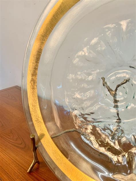 Signed Brass And Glass Platter With Stand For Sale At 1stdibs