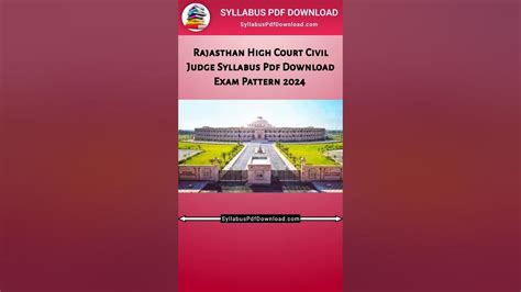 Rajasthan High Court Civil Judge Syllabus Exam Pattern 2024 Youtube