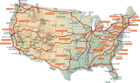 Maps on the Web: Amtrak Long-Distance Routes, USA