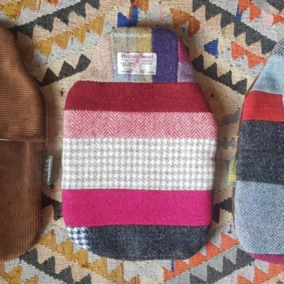Harris Tweed Patchwork Hot Water Bottle Cover Made In GB