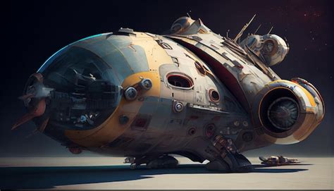 Premium AI Image | A concept art of a spaceship with a large cockpit and a large number of windows.