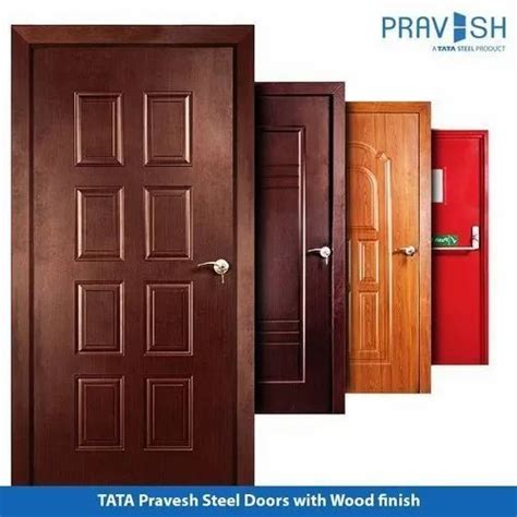 Standard Brown TATA PRAVESH STEEL DOORS Thickness 46mm Material