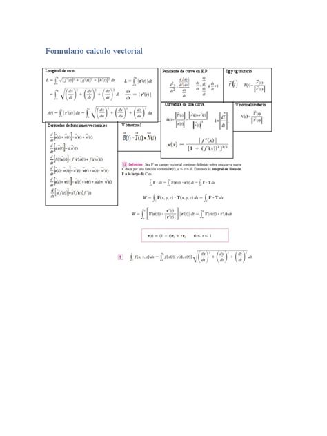 Formulario Calculo Vectorial Pdf