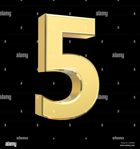 Shiny Big Golden 3d Number On Black Isolated With Clipping Path Stock