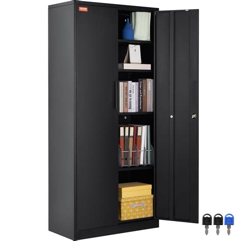 VEVOR Metal Storage Cabinet Garage Storage Cabinet 4 Adjustable Shelves 71'' - Black - Walmart.com