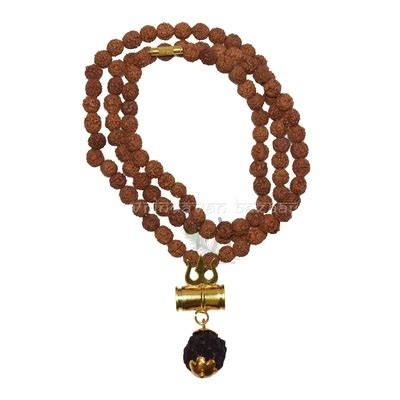 Om Trishul Rudraksha Damru Pendant With Rudraksha Mala