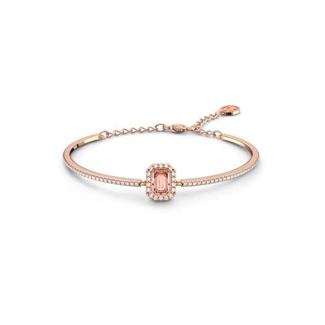 Millenia Octagon Cut Bangle With Pink Crystal In Rose Gold Swarovski Uk