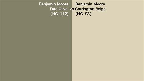 Benjamin Moore Tate Olive Vs Carrington Beige Side By Side Comparison