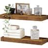 In W X In D Rustic Brown Floating Decorative Wall Shelf Set