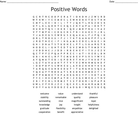 Positive Words Word Search Wordmint Word Search Printable