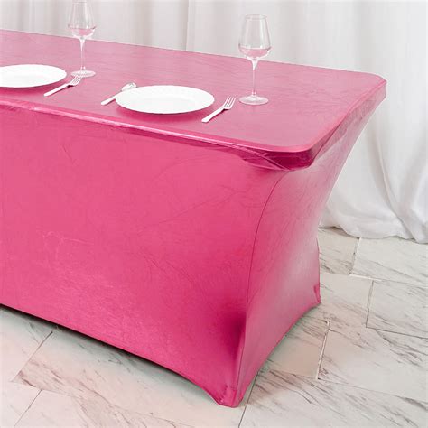 6ft Metallic Pink Rectangular Stretch Spandex Table Cover