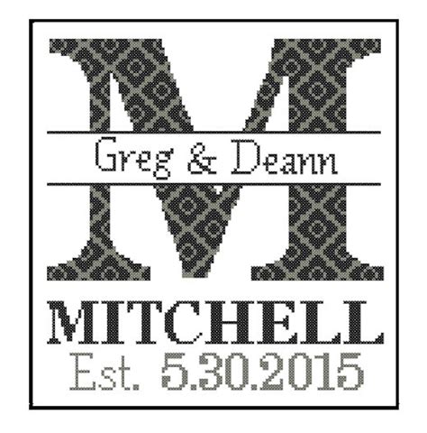 Modern Wedding Cross Stitch Pattern Custom Monogram Cross Etsy