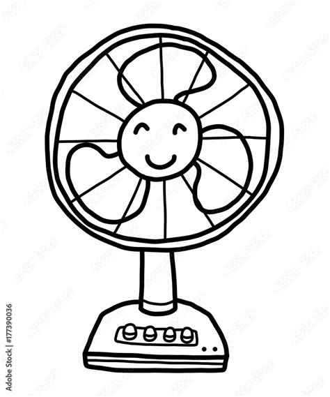 fan cartoon / vector and illustration, black and white, hand drawn ...