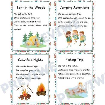 Camping Sight Word Poems Shared Reading By Teachwell Creations